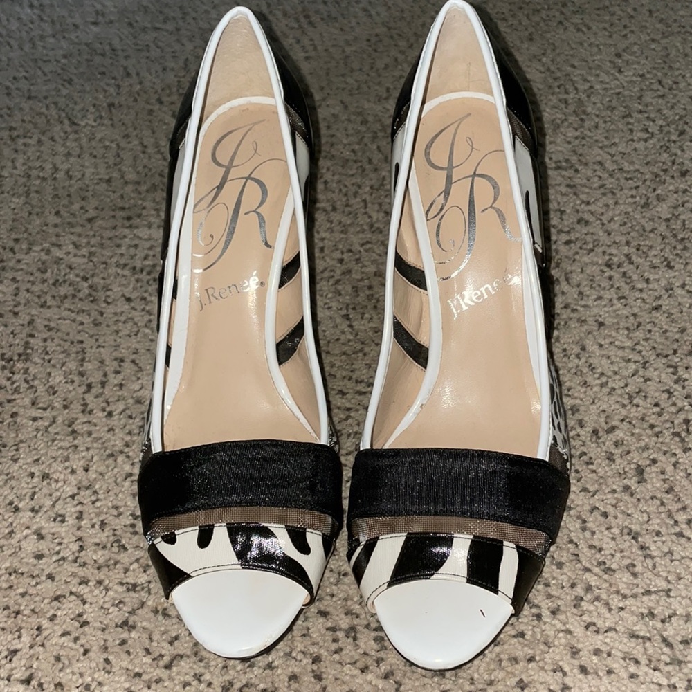 Brand new cute black and white leopard print heels